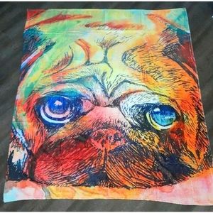 Pug Dog Soft Fluorescent Fleece Throw Blanket 60" L x 50" W  NEW